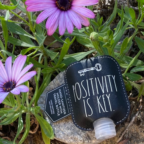Rae Dunn POSITIVITY IS KEY Hand Sanitizer Holder and Bottle - Picture 1 of 6
